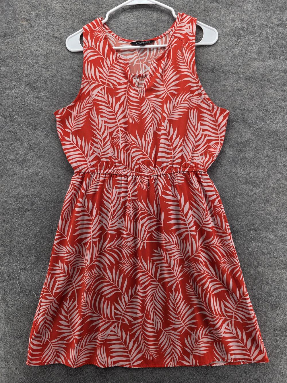 41 Hawthorn Dress Womens Large Red Leaf Print Sleeveless Elastic Waist WGW70386